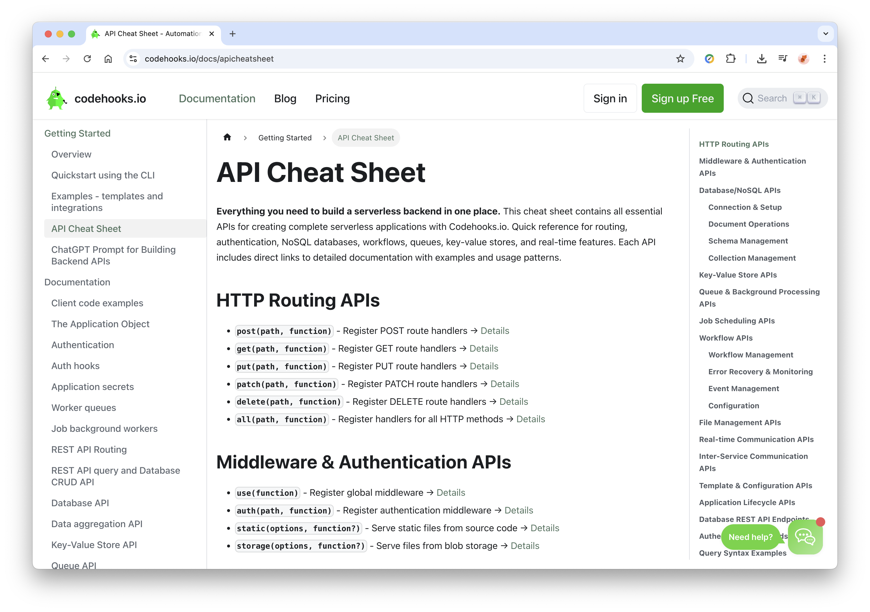 Docusaurus Documentation Interface example from Codehooks.io